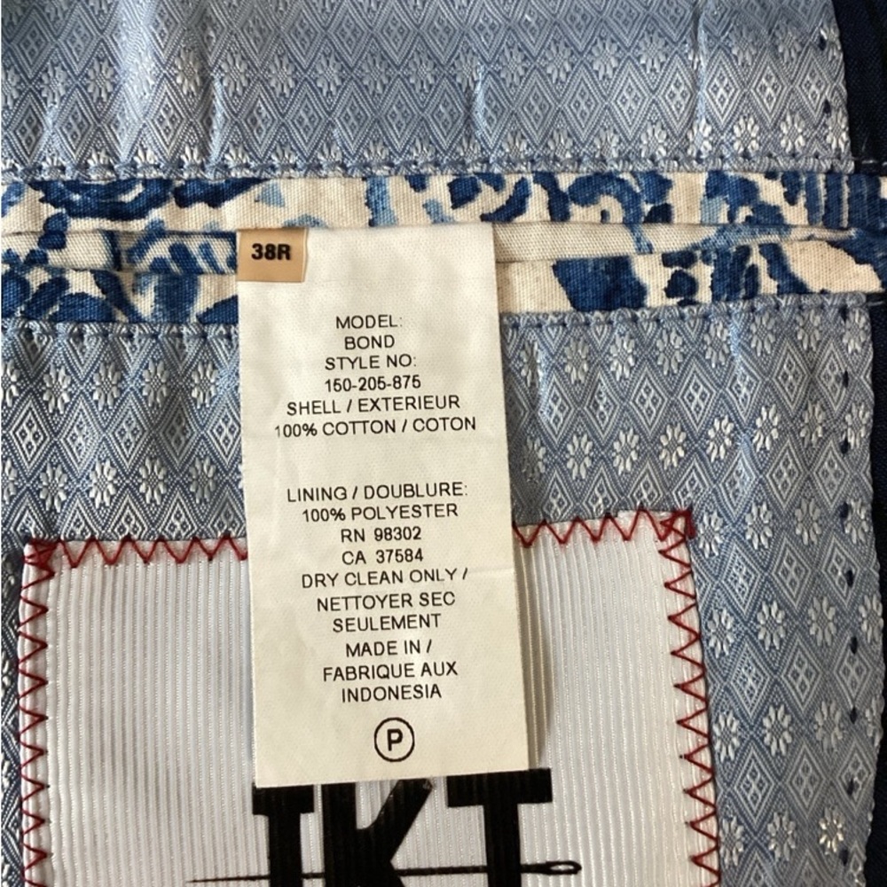 JKT New York Men’s Blazer.  Size 38R  Color Dark Blue and Black. 100%.Cotton - Picture 4 of 8